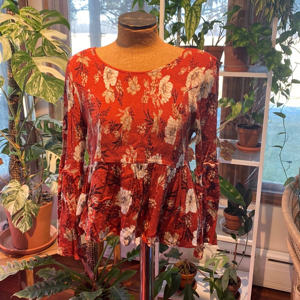 Burnt orange floral top